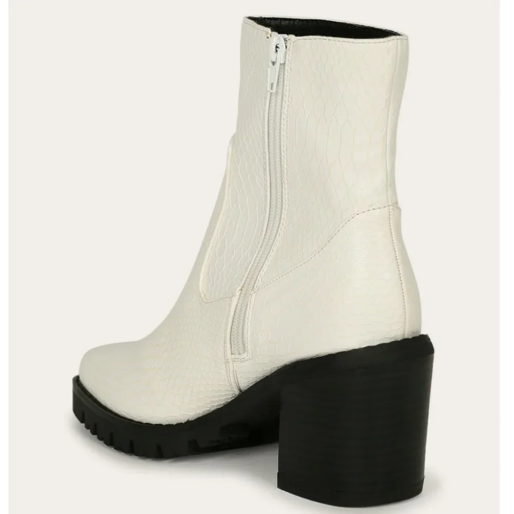 🖤Square Toe Chunky Heel Lugged - Picture 4 of 5